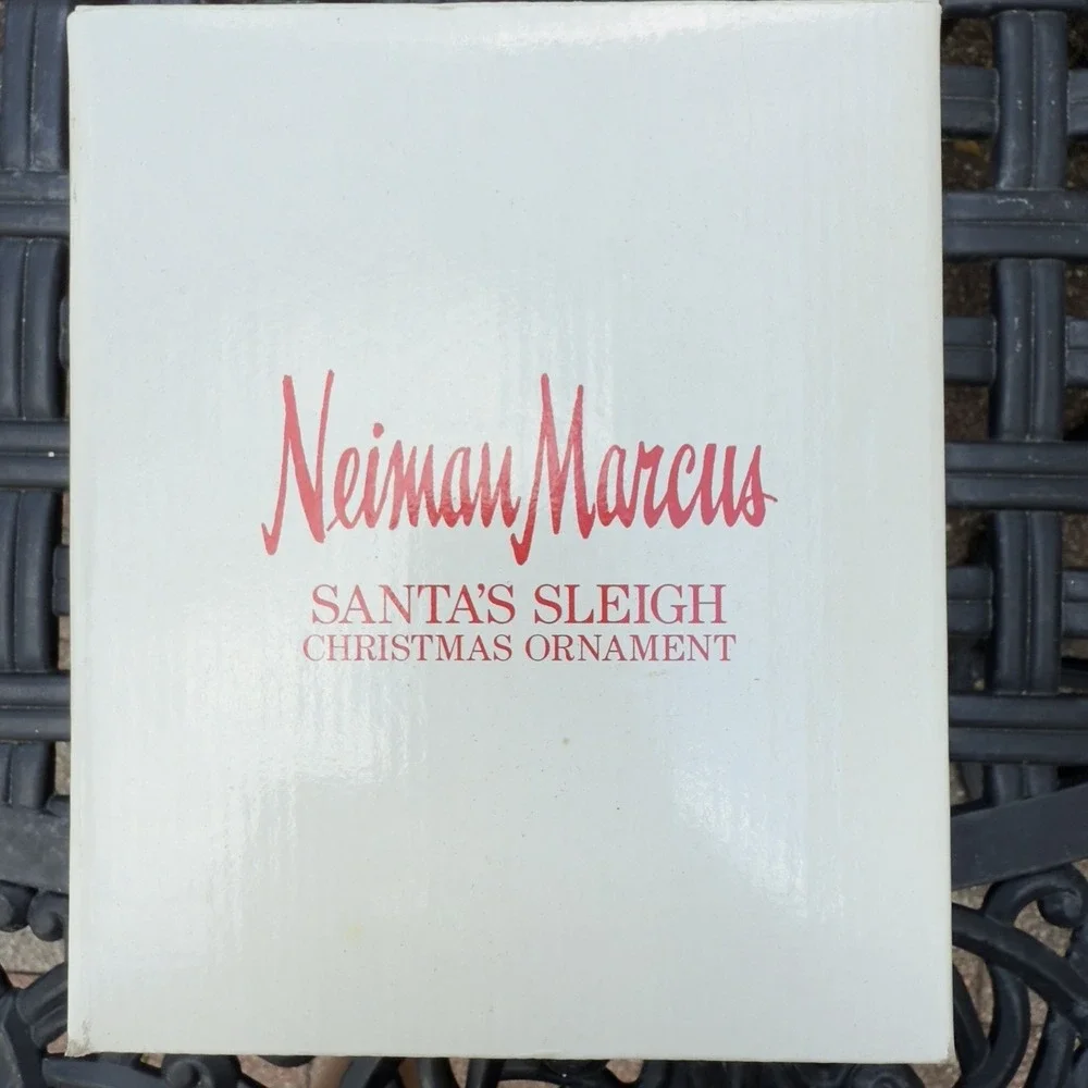 Vtg 1991 Neiman Marcus Dept 56 Santa Sleigh Reindeer‎ Christmas Ornament Rare